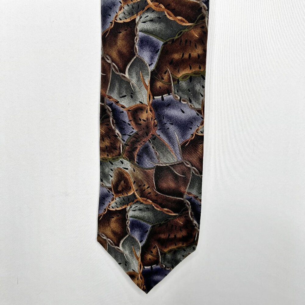 Christopher Reeve Collection Neck Tie 3 ¾” Silk Dana Reeve Brown Gray Green USA